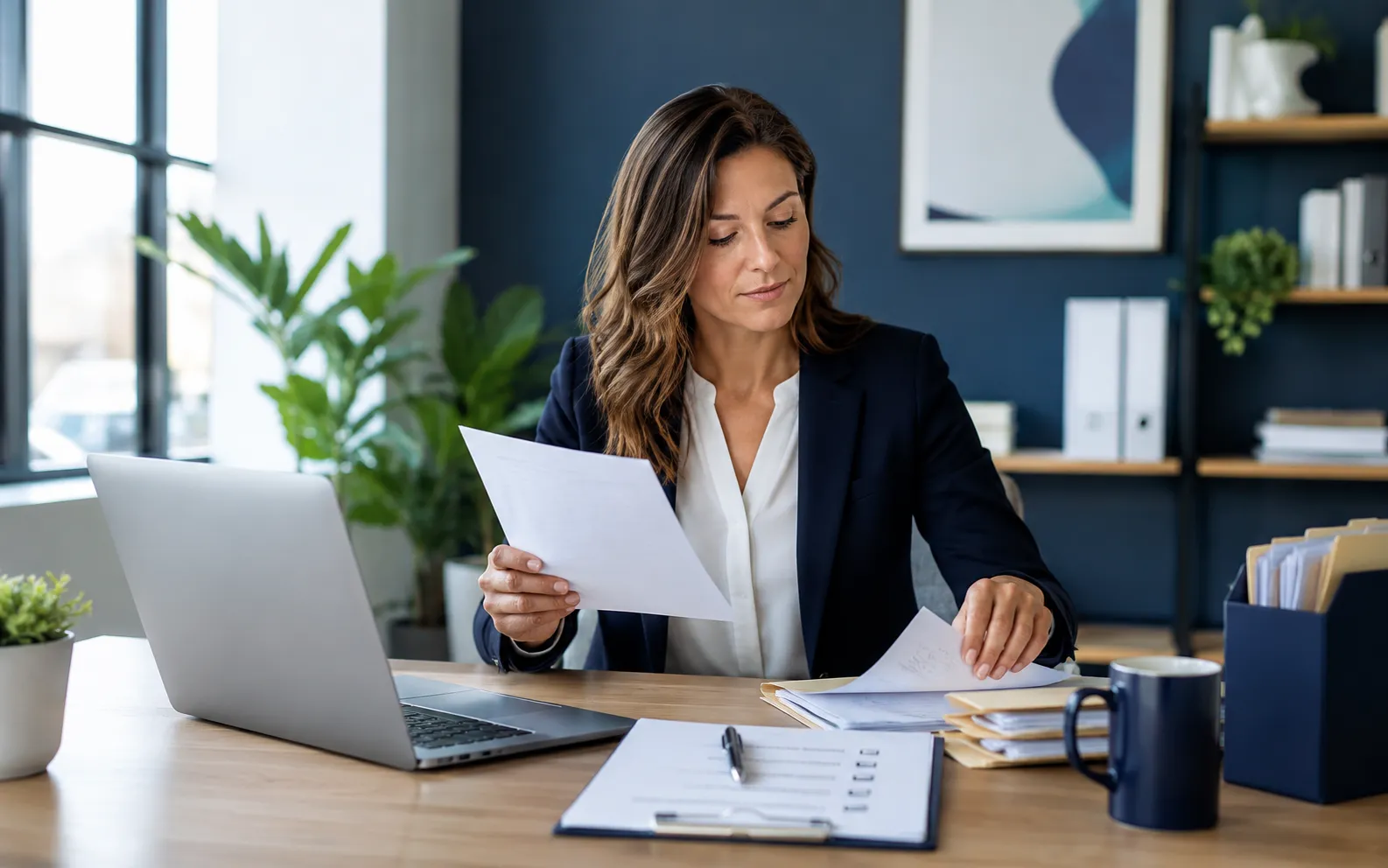 EA reviewing small business bookkeeping records